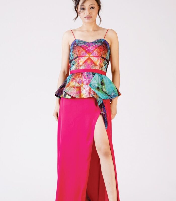 Plum top wiyh wrap skirt