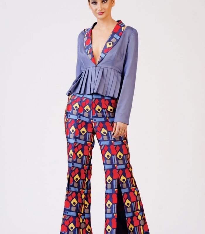 Plum Jacket with slit trouser