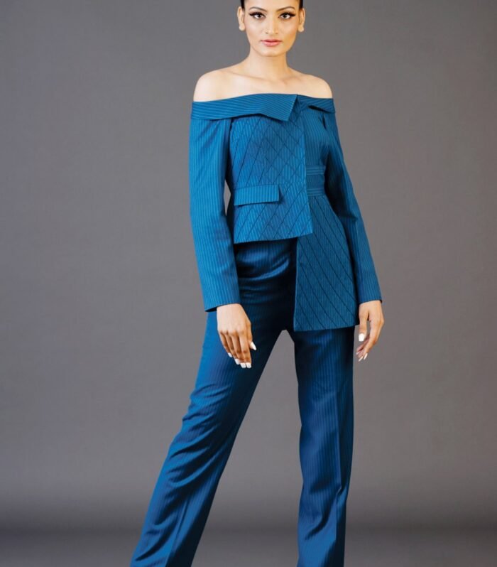 Creative Corporate cold shoulder assymetric top with trouser