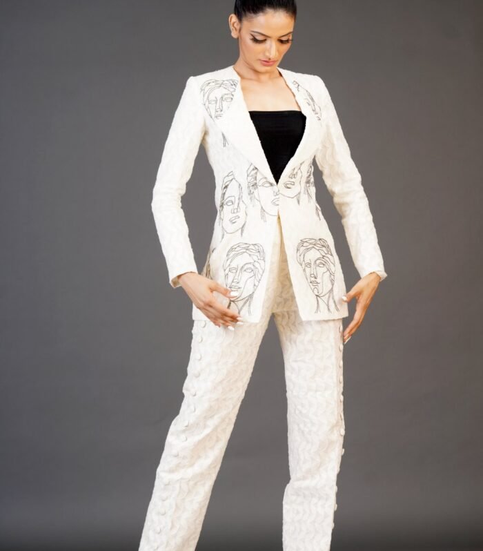 Business suit with strap top and trouser